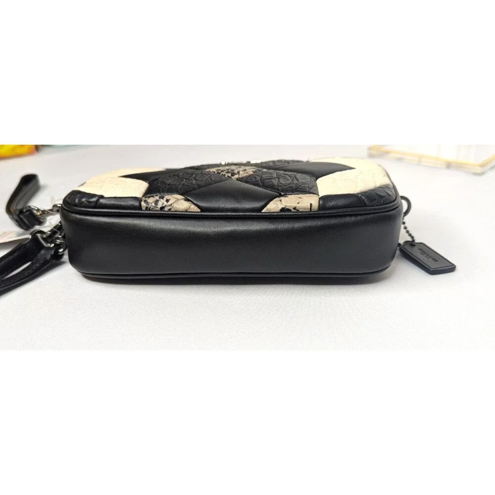 Coach Black Canyon Quilt Exotic Embossed Leather Clutch Crossbody Purse NWT